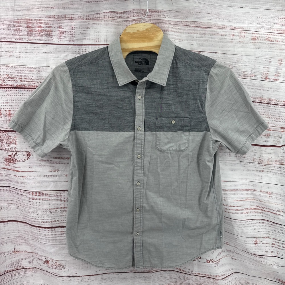 The North Face Shirt‎ Mens XL Grey Colorblock Short Sleeve Button Down Pocket
